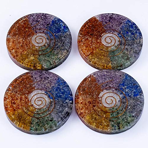 7 Chakra Orgone Healing Handmade Coasters for Drinks Bringing Growth and Stability in Life - Set Of 2