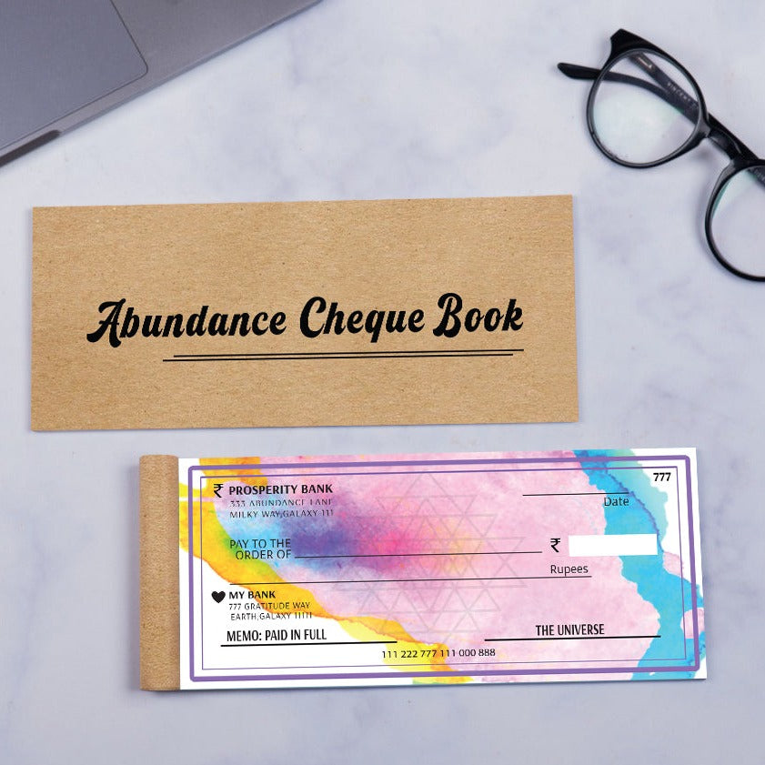 Abundance Cheque Book-Law Of Attraction, Money Manifestation Checks for Vision Board