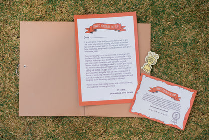 The Funniest Person Certificate with a Mini Badge Award- A quirky gift for your loved one!