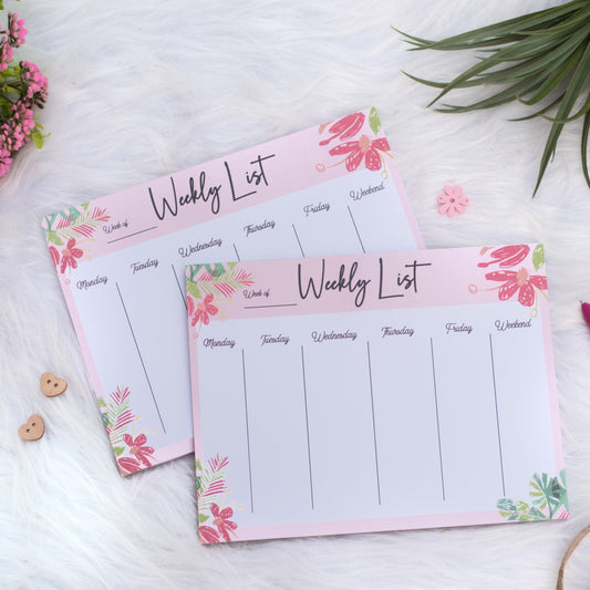 Weekly List Planner Notepad - Floral