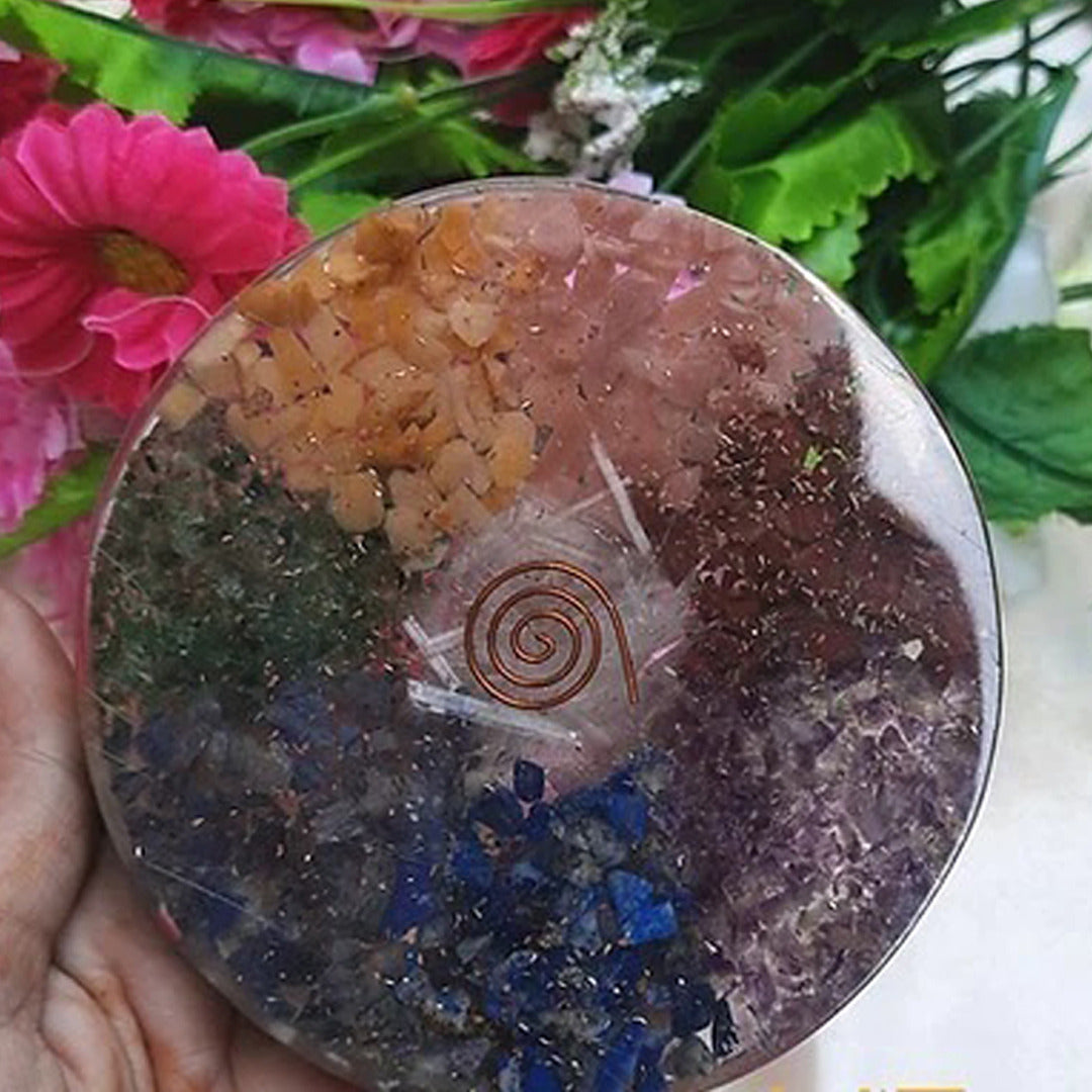 7 Chakra Orgone Healing Handmade Coasters for Drinks Bringing Growth and Stability in Life - Set Of 2