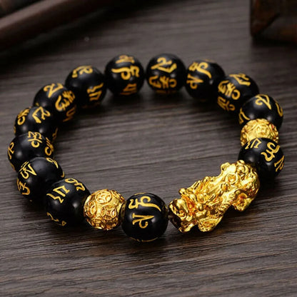 Feng Shui Black Obsidian Bracelet - Dominant Attractor Of Money!