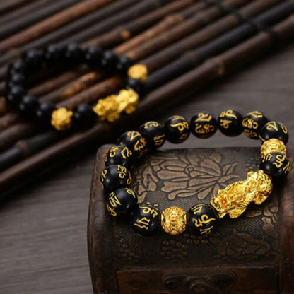 Feng Shui Black Obsidian Bracelet - Dominant Attractor Of Money!